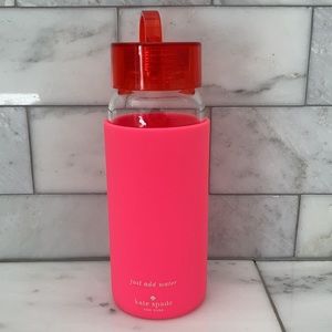 NWOT Kate Spade Pink & Red Glass Water Bottle